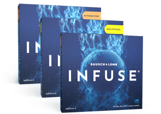 INFUSE daily contact lens boxes